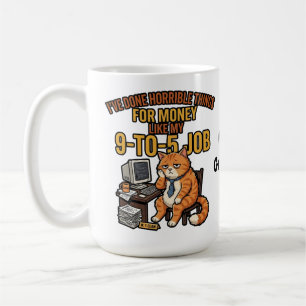 Grappige uitgeputte rode kat 9-tot-5 werk humor koffiemok