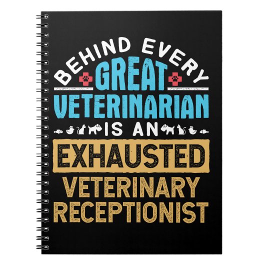 Grappige uitgeputte veterinaire receptioniste rece notitieboek (Voorkant)