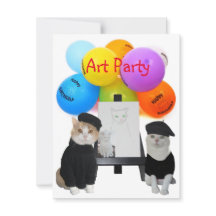 grappige uitnodiging van Cats Art Party