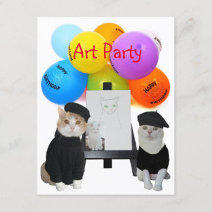 grappige uitnodiging van Cats Art Party