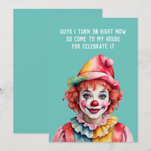 Grappige uitnodiging verjaardagsfeestje op 30th (Voorkant / Achterkant)