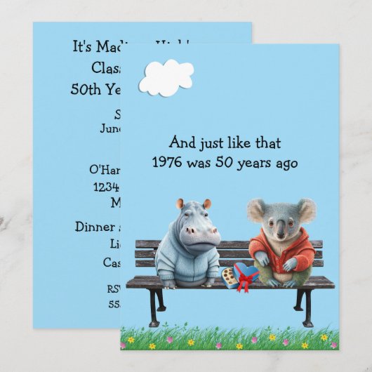 Grappige uitnodiging voor 50-jarig weerzien (Voorkant / Achterkant)