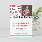 Grappige uitnodiging voor 75e verjaardag Foto Myth (Staand voorkant)