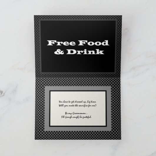 Grappige Uitnodiging voor Bruidsjonker Gratis Eten (Binnen)