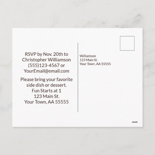 Grappige uitnodiging voor een Friendsgiving-potluc (Achterkant)