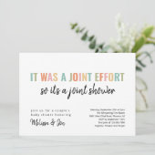 Grappige uitnodiging voor een gezamenlijk Baby sho (Staand voorkant)