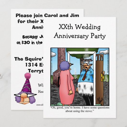 Grappige uitnodiging voor een jubileumfeestje (Voorkant / Achterkant)