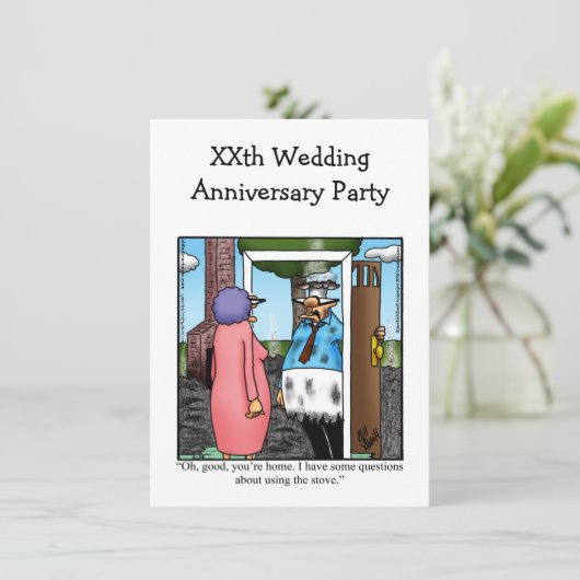 Grappige uitnodiging voor een jubileumfeestje (Staand voorkant)