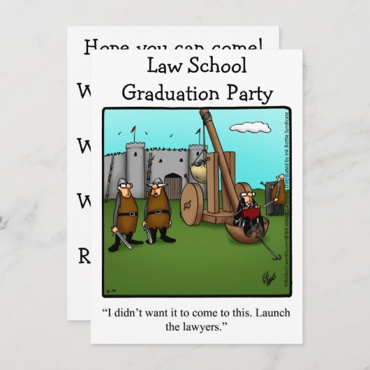 Grappige uitnodiging voor eindexamenfeest van rech (Voorkant / Achterkant)