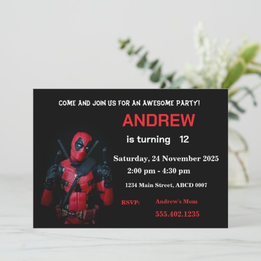 Grappige uitnodiging voor feestje (Staand voorkant)