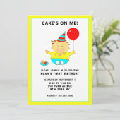 Grappige uitnodiging voor het eerste verjaardagsfe (Staand voorkant)