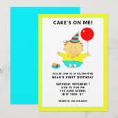 Grappige uitnodiging voor het eerste verjaardagsfe (Voorkant / Achterkant)