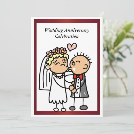 Grappige uitnodiging voor huwelijksverjaardag (Staand voorkant)