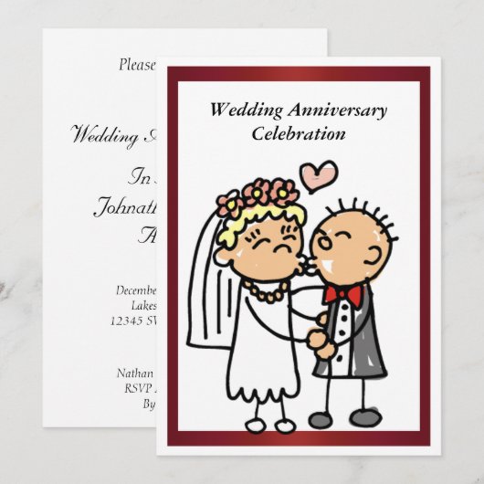 Grappige uitnodiging voor huwelijksverjaardag (Voorkant / Achterkant)