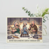 Grappige uitnodiging voor samenkomst van senioren (Staand voorkant)