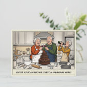 Grappige uitnodiging voor samenkomst van senioren (Staand voorkant)