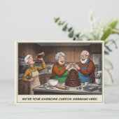 Grappige uitnodiging voor samenkomst van senioren (Staand voorkant)