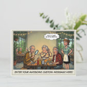 Grappige uitnodiging voor senioren lunchgroep (Staand voorkant)