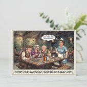 Grappige uitnodiging voor senioren lunchgroep (Staand voorkant)