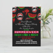 Grappige uitnodiging voor Summerween Vampier Feest (Staand voorkant)