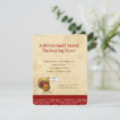 Grappige uitnodiging voor Thanksgiving-diner (Staand voorkant)
