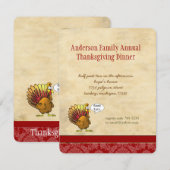 Grappige uitnodiging voor Thanksgiving-diner (Voorkant / Achterkant)