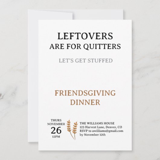 Grappige uitnodiging voor Thanksgiving-diner (Voorkant)
