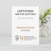 Grappige uitnodiging voor Thanksgiving-diner (Staand voorkant)