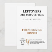 Grappige uitnodiging voor Thanksgiving-diner (Voorkant / Achterkant)