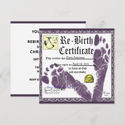 Grappige uitnodigingen voor verjaardagsfeestjes vo (Voorkant / Achterkant)