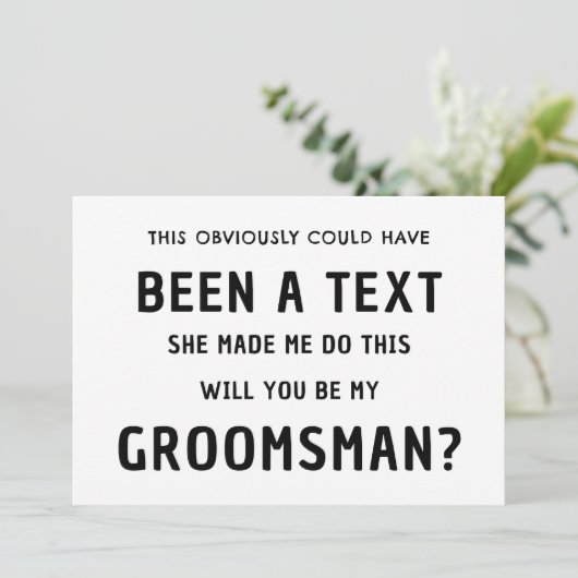 Grappige Uitnodigingskaart voor Bruidsjonkers | Ui Kaart (Staand voorkant)