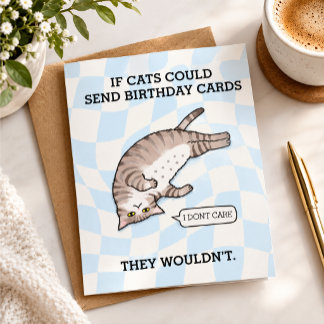 Grappige uitprintbare kat verjaardag kaart