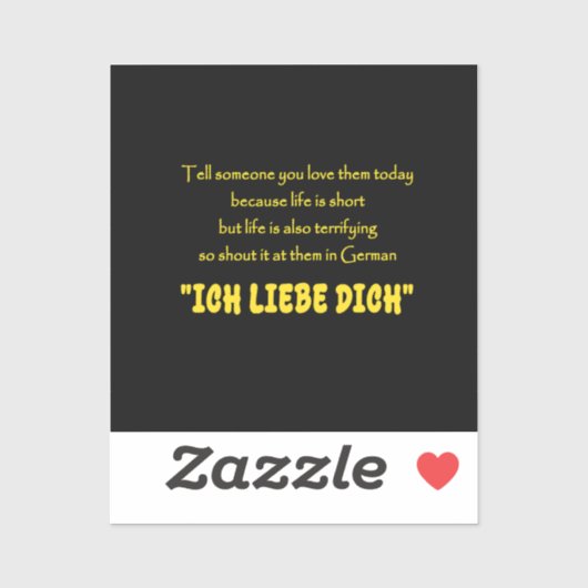 Grappige Uitroep van Je Liefde in het Duits Sticker (Vel)