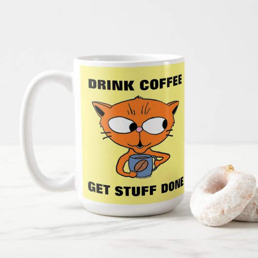 Grappige Uitspraak Kat Koffiemok (Met donut)