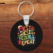 Grappige uitspraken Fiesta Siesta Herhaal Cinco de Sleutelhanger (Voorkant)