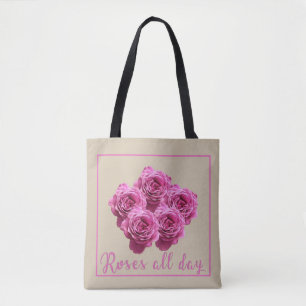 Grappige uitspraken over rozen en liefde tote bag