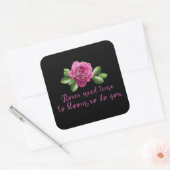 Grappige uitspraken over rozen en liefde vierkante sticker (Envelop)