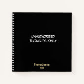 Grappige 'Unauthorised Thoughts Only' zwarte gewoo Notitieboek (Voorkant)