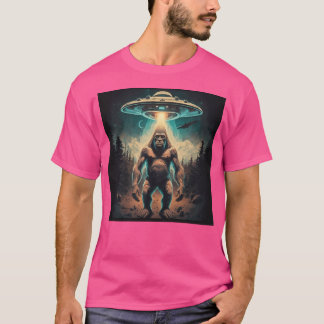 Grappige unieke Bigfoot-selfie met UFO's Weird T-shirt