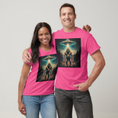 Grappige unieke Bigfoot-selfie met UFO's Weird T-shirt (Unisex)