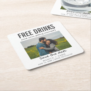 Grappige unieke foto bruiloft Save the Date Kartonnen Onderzetters