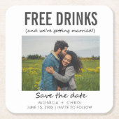 Grappige unieke foto bruiloft Save the Date Kartonnen Onderzetters (Voorkant)