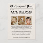 Grappige unieke krant foto bruiloft Save the Date Briefkaart (Voorkant)