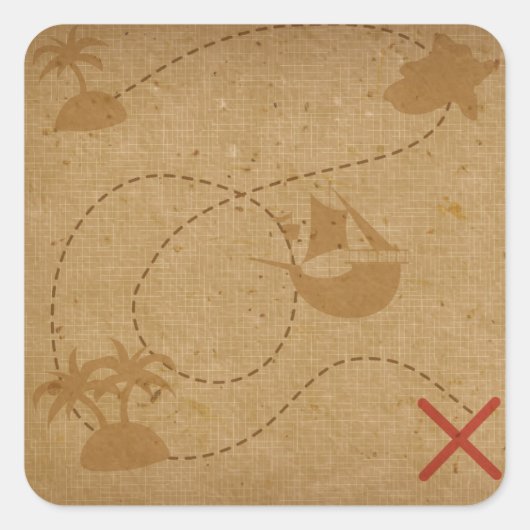Grappige unieke Pirate Treasure kaart Vierkante Sticker (Voorkant)