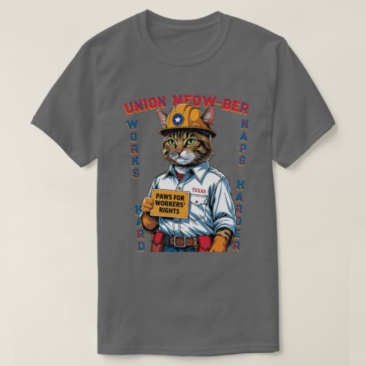 Grappige Union Feline Member Labor Day uit Texas T-shirt (Design voorkant)