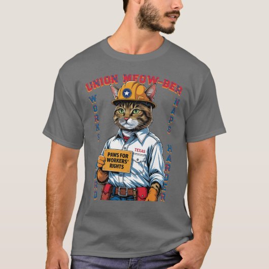 Grappige Union Feline Member Labor Day uit Texas T-shirt (Voorkant)