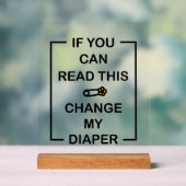 Grappige unisex luier verander woord kunst acryl bord (Neutraal)