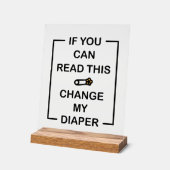 Grappige unisex luier verander woord kunst acryl bord (Hoek)