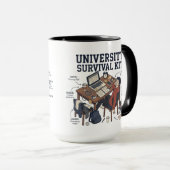 Grappige "Universitaire Survival Kit" Student Mok (Voorkant rechts)