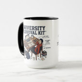 Grappige "Universitaire Survival Kit" Student Mok (Voorkant links)